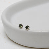 Sterling Silver and Green Tourmaline Protea Studs - 3mm