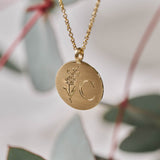 Forget-Me-Not Single Initial Necklace 9ct Yellow Gold