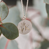 Forget-Me-Not Single Initial Necklace Sterling Silver