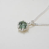 Sterling Silver Light Green Tourmaline Protea Necklace - Curb Chain