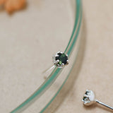 Sterling Silver and Green Tourmaline Protea Studs - 3mm