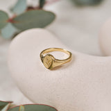 Strelitzia Wild Flower Signet Ring 9ct Yellow Gold